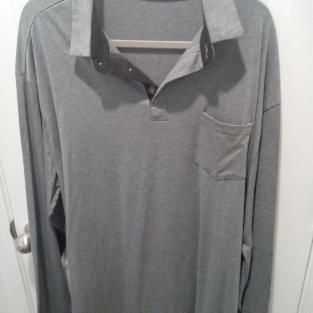 2-$10... Big & Tall 4 XL Gray Long Sleeve Polo Shirt w/Collar From Acadamy